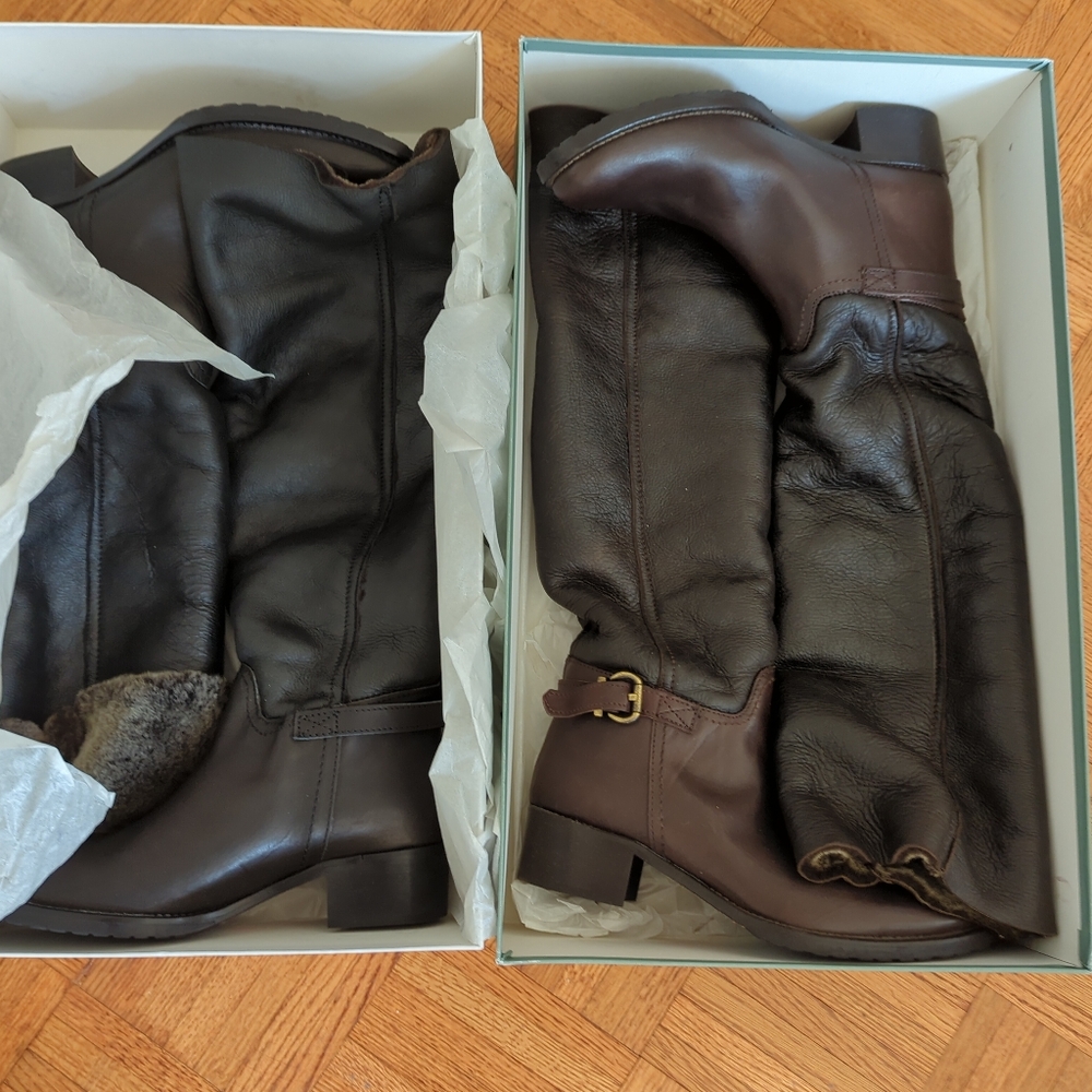 Sacco fur lined leather riding boots black and brown size 9